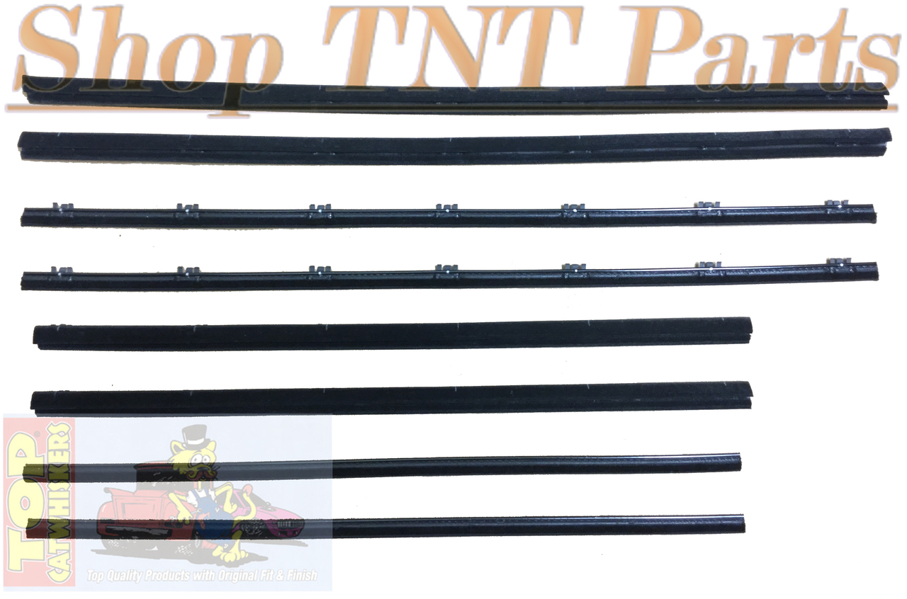 New Reproduction 1967 Plymouth GTX 2 Door Sedan 8 Piece Window Felt Set Top Catwhiskers