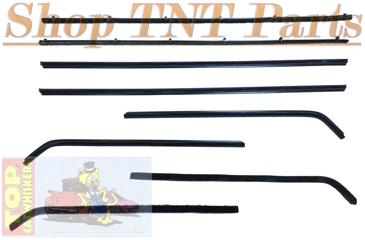 New Reproduction 1963-1964 Plymouth Savoy 2 Door Sedan 8 Piece Window Felt Set Top Catwhiskers