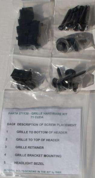 1971 Plymouth Cuda And Barracuda Grille Mounting Hardware Kit 25 Piece Set