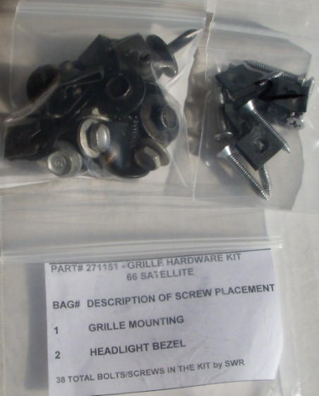 1966 Plymouth Satellite Grille Mounting Hardware Kit 38 Piece Set