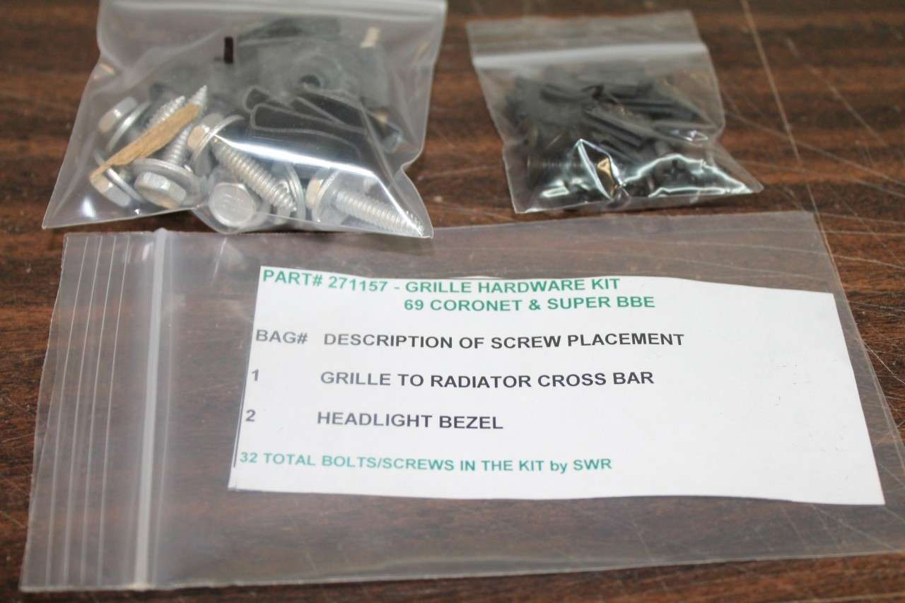 1969 Dodge Coronet And Super Bee Grille Hardware Kit 32 Piece Set