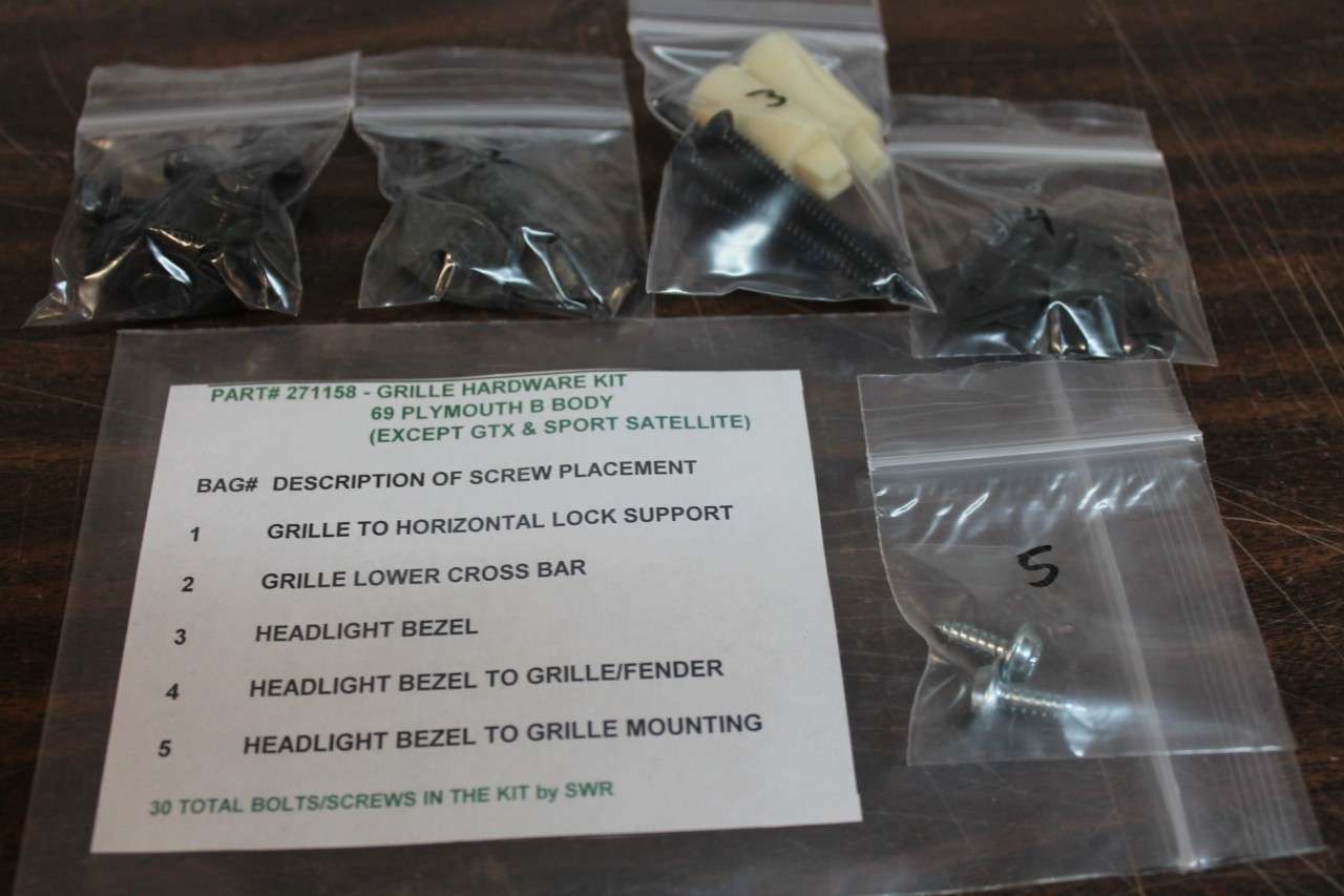 1969 Plymouth Roadrunner, Belvedere, And Satellite Grille Mounting Hardware Kit 38 Piece Set