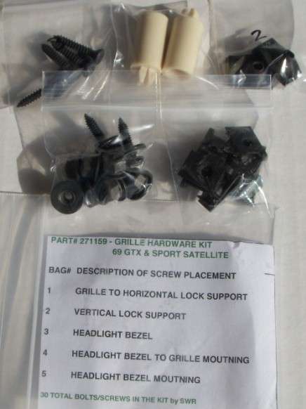 1969 Plymouth GTX And Sport Satellite Grille Mounting Hardware Kit 30 Piece Set