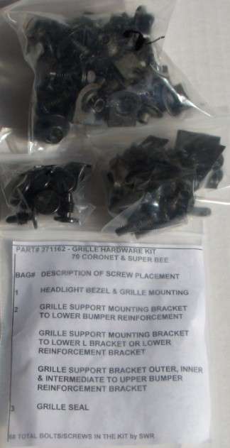 1970 Dodge Coronet And Super Bee Grille Hardware Kit 68 Piece Set