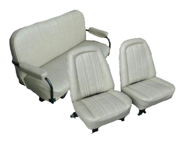 1969-1972 Chevrolet Blazer And GMC Jimmy Front Bucket And Rear Bench Seat Upholstery Set Madrid Vinyl With Encore Velour Cloth Inserts