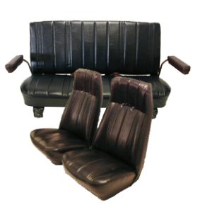 1973-1987 Chevrolet Blazer And GMC Jimmy Front High Back Bucket And Rear Bench Vinyl And Velour Seat Upholstery Set With Buttons 