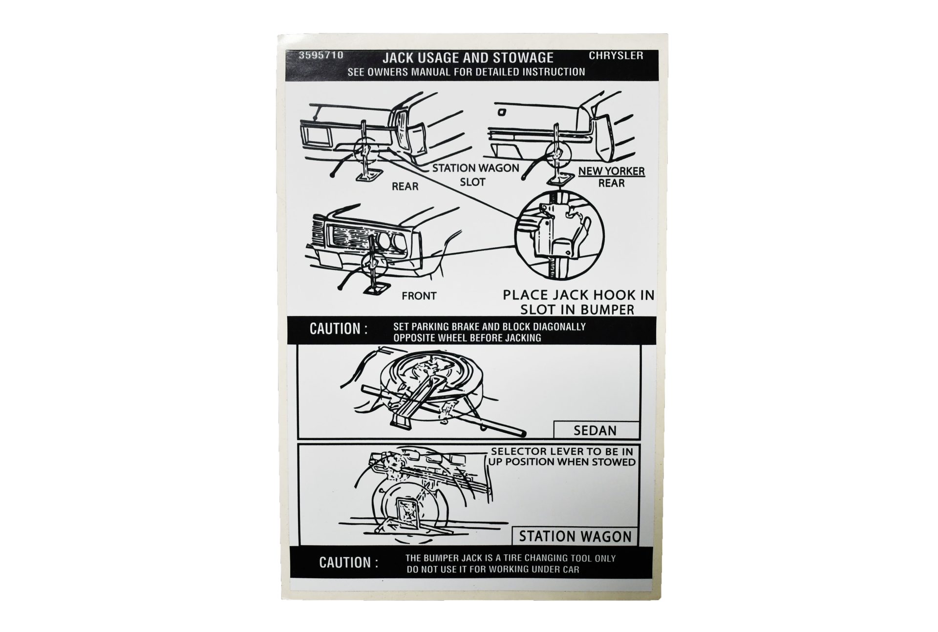 1969 Mopar C Body Tire Pressure Decal 3595710
