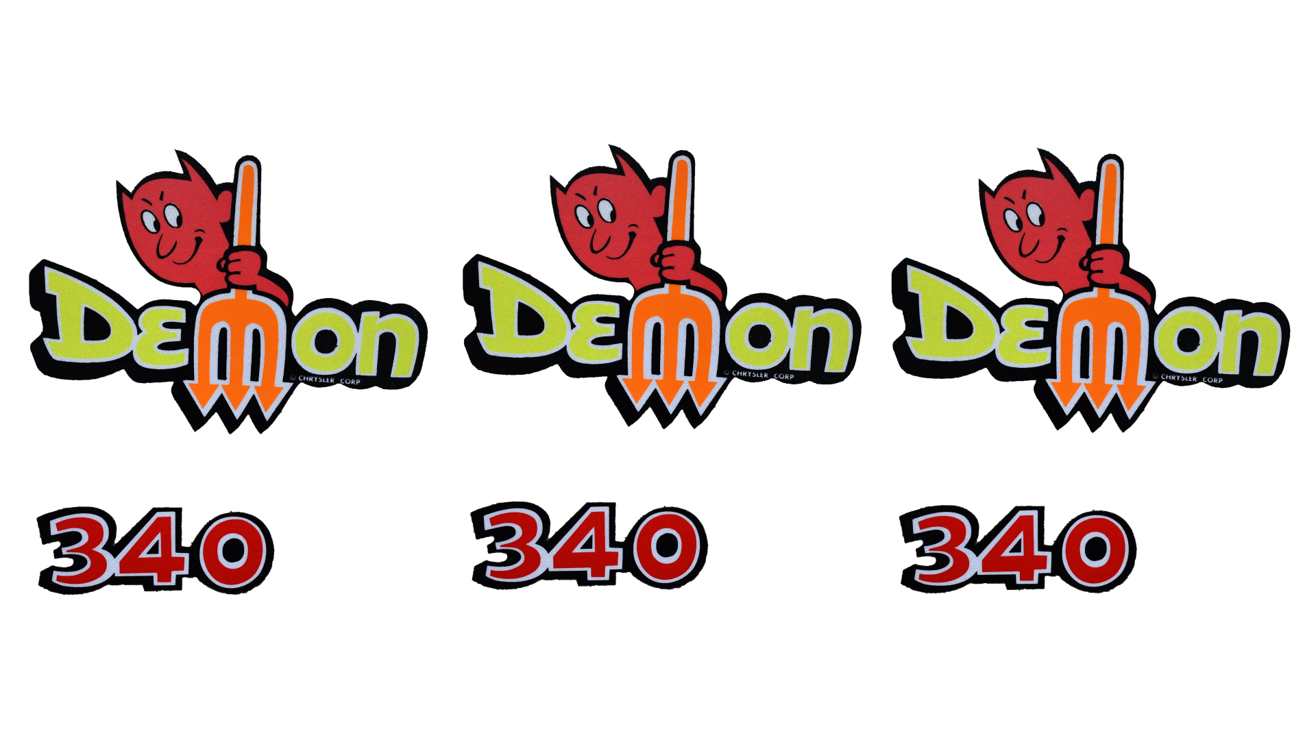 1971-1972 Dodge Demon 340 Fender & Trunk 6 Piece Decal Set