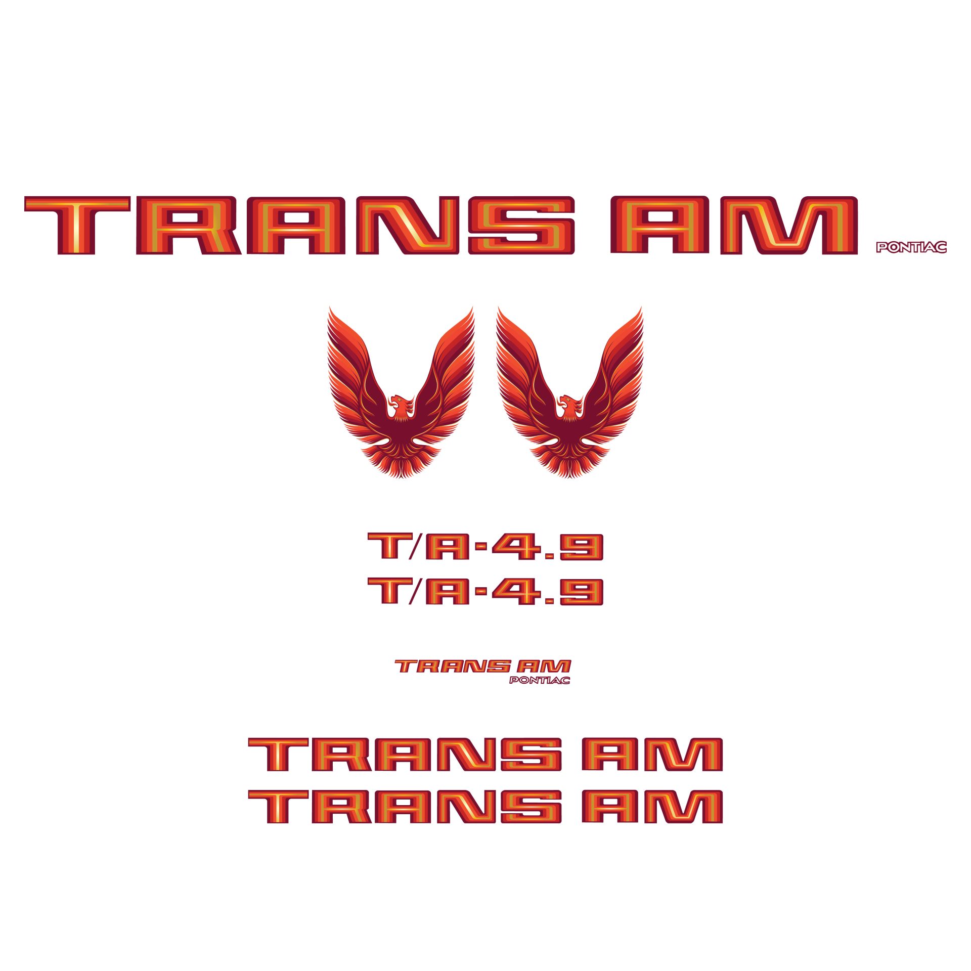 1980 Pontiac Firebird Trans Am Red Vinyl Decal Kit T/A 4.9 W/O Hood Bird