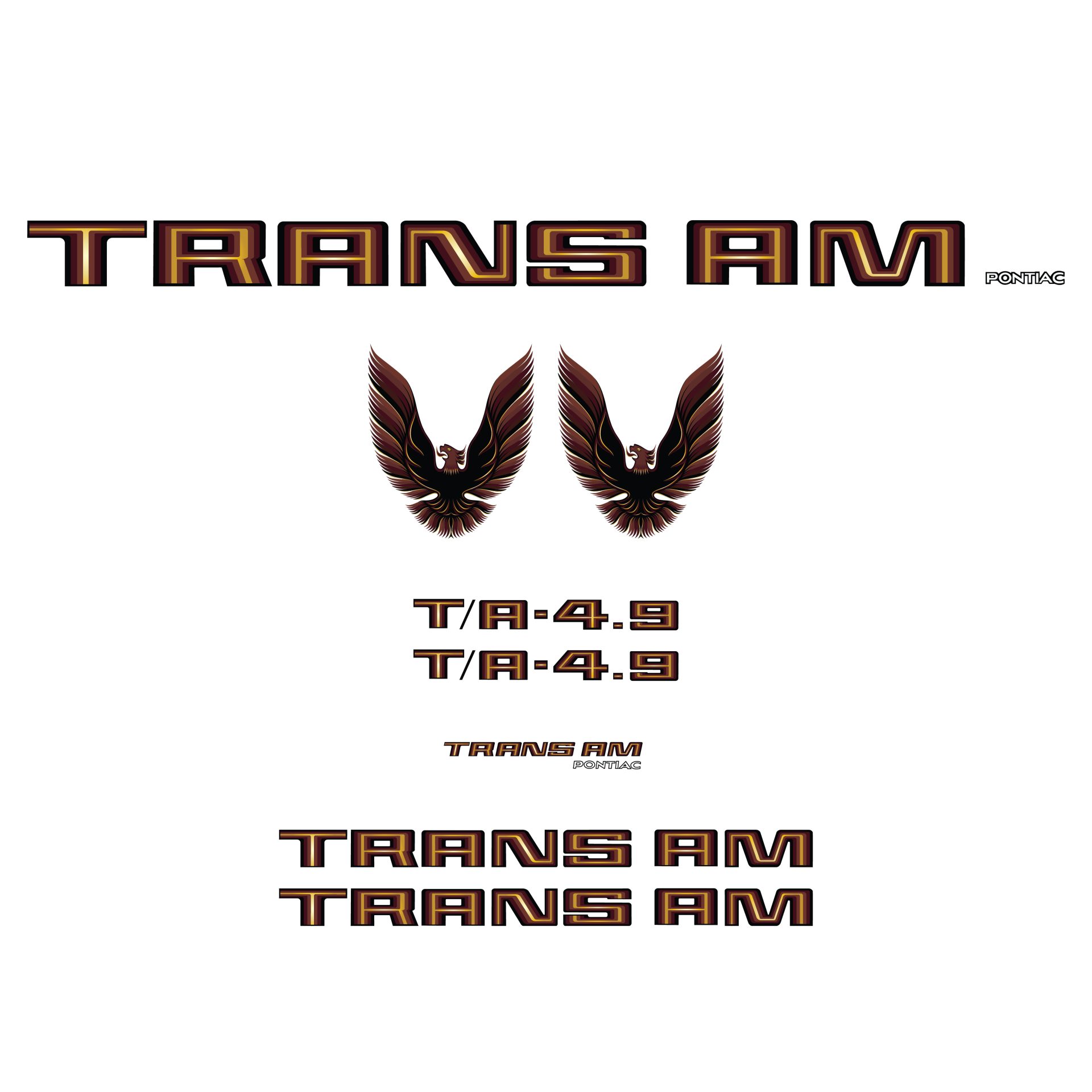 1980 Pontiac Firebird Trans Am Burgundy Vinyl Decal Kit T/A 4.9 W/O Hood Bird
