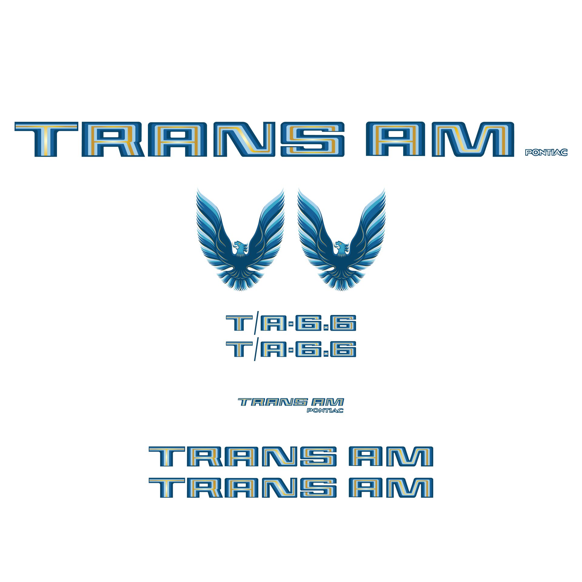 1979-1980 Pontiac Firebird Trans Am Blue Vinyl Decal Kit T/A 6.6 W/O Hood Bird