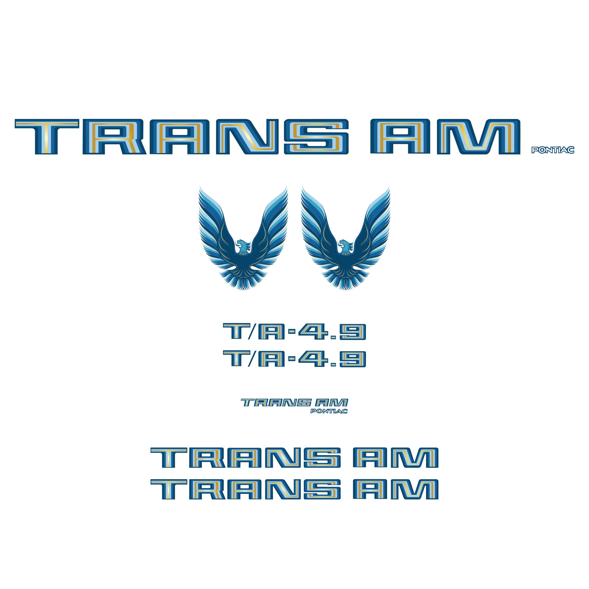 1979-1980 Pontiac Firebird Trans Am Blue Vinyl Decal Kit T/A 4.9 W/O Hood Bird