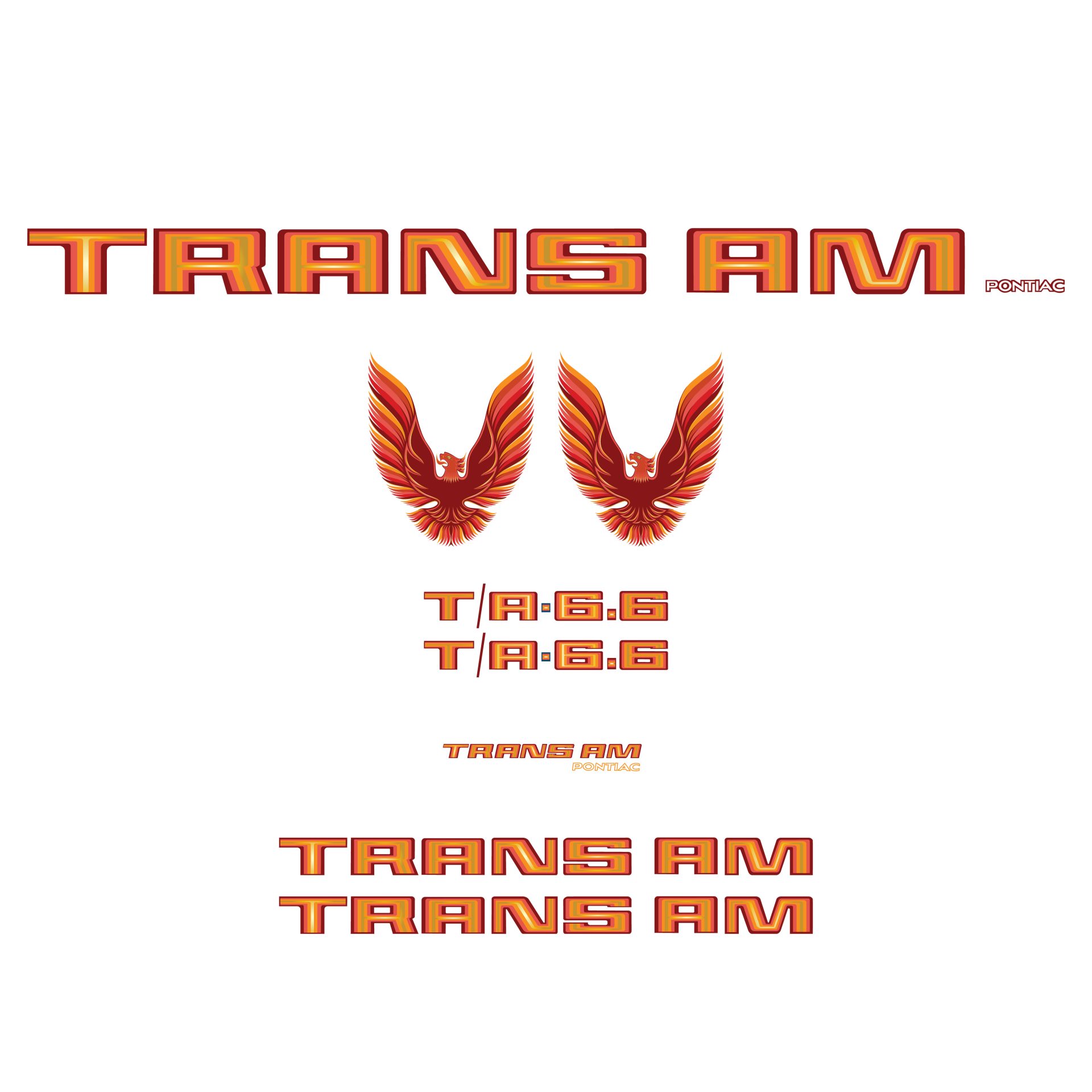 1979 Pontiac Firebird Trans Am Orange Vinyl Decal Kit T/A 6.6 W/O Hood Bird